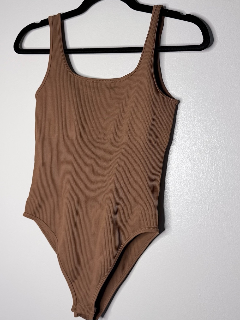 OQQ Ribbed One-Piece Bodysuit- Brown